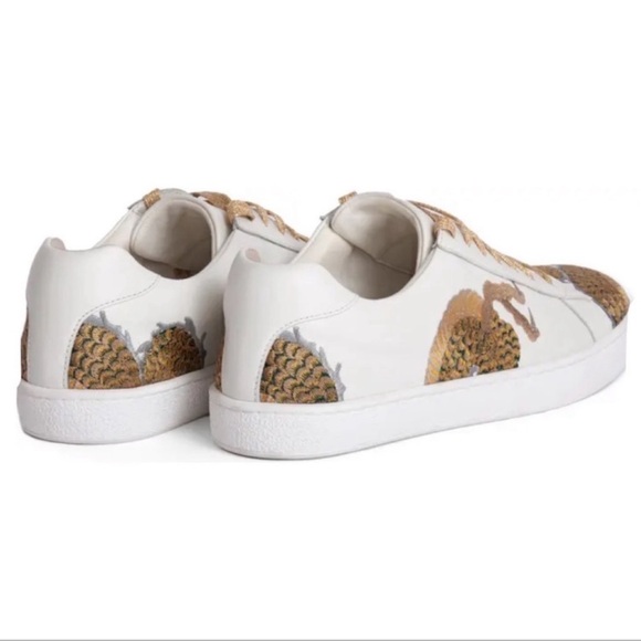 Johnny was Women's White and Gold Sneakers - Picture 4 of 12